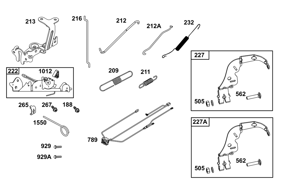 Controls Group Diagram and Parts List for 44C877-0001-B5 400000 - 699999 Briggs and Stratton Engine